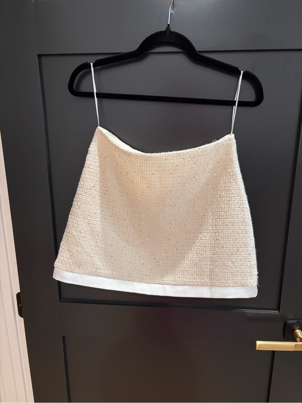 Mini Skirt in Cream Tweed with White Trim